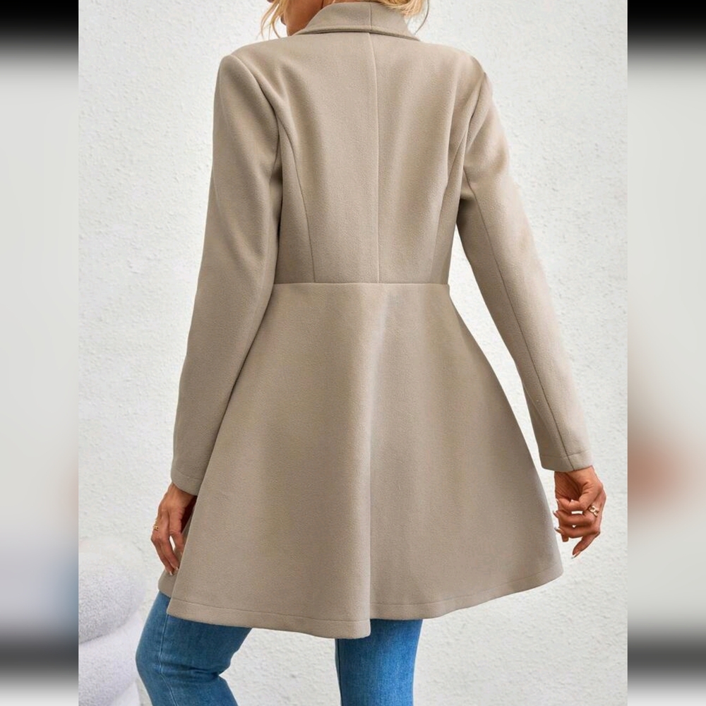 Waterfall Collar Double Button Overcoat - Picture 2 of 6